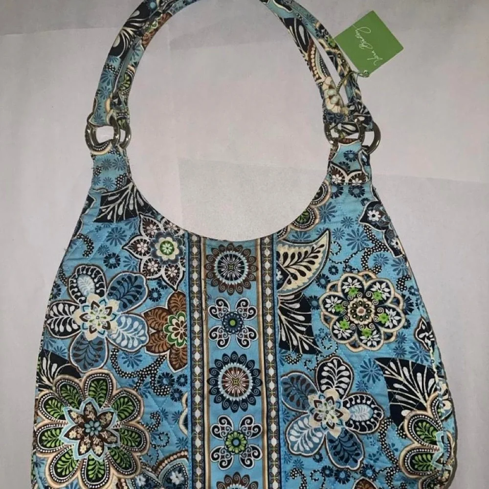 NWT Vera Bradley Bali Blue Quilted Hobo Shoulder Bag